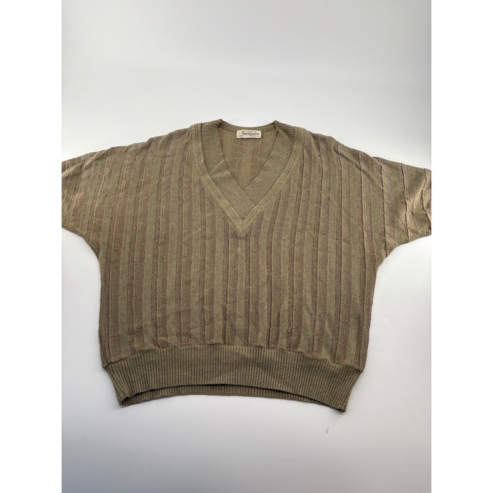 Vintage Edward Chapman Short Sleeve Knit Sweater V-Neck Olive Green Germany M